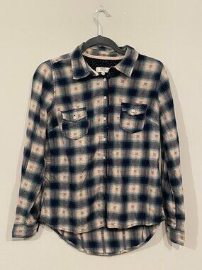 Papaya Weekend Plaid Button-Down Shirt UK 14 US 10 Blue Green Polka Dot